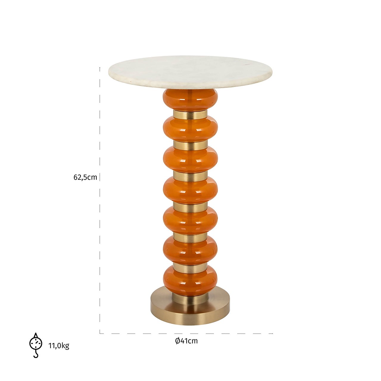 Richmond Interiors Barbara Glass End Table in Orange & Gold