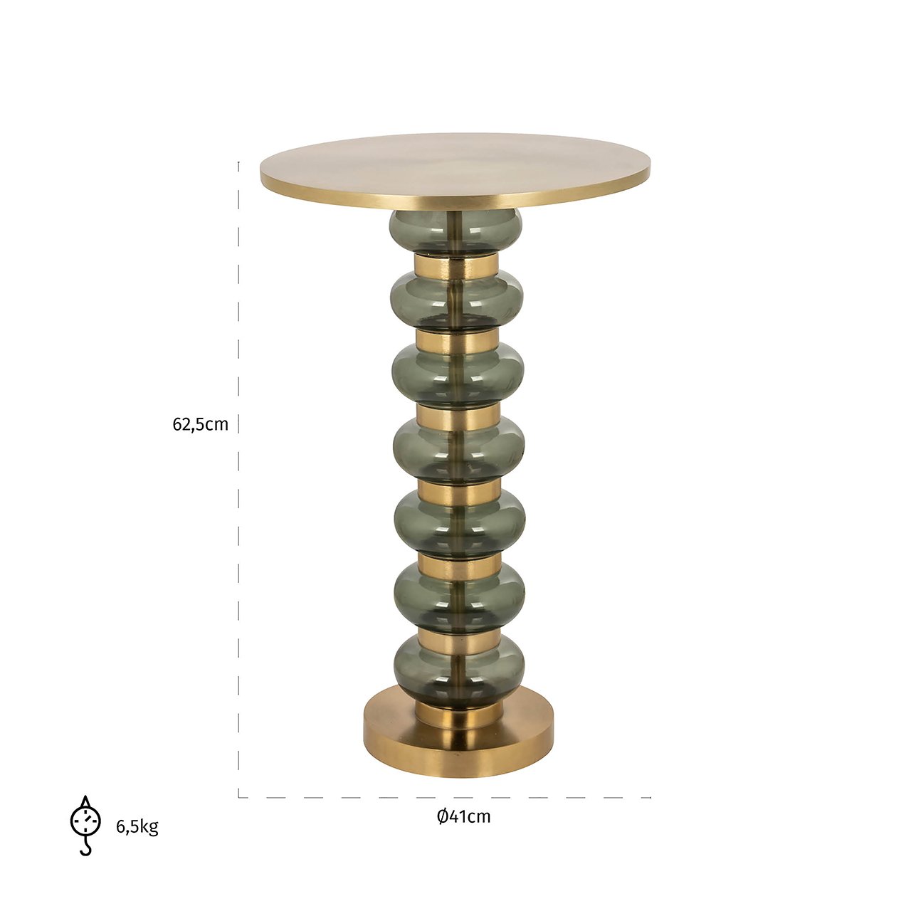 Richmond Interiors Bowiene End Table in Gold & Green