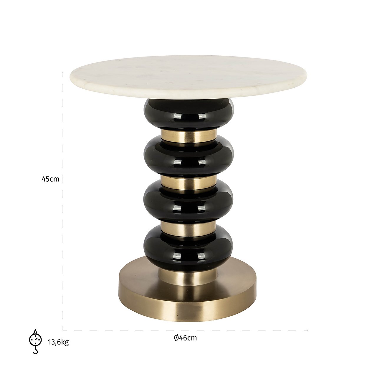 Richmond Interiors Boann Marble End Table in Black