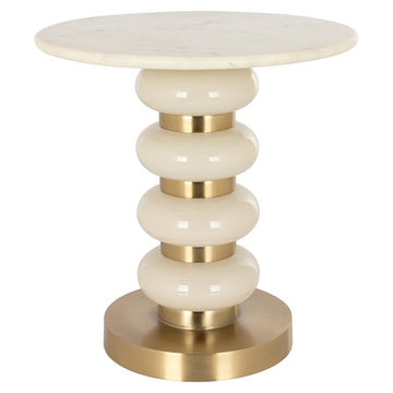 Richmond Interiors Boann Marble End Table in White