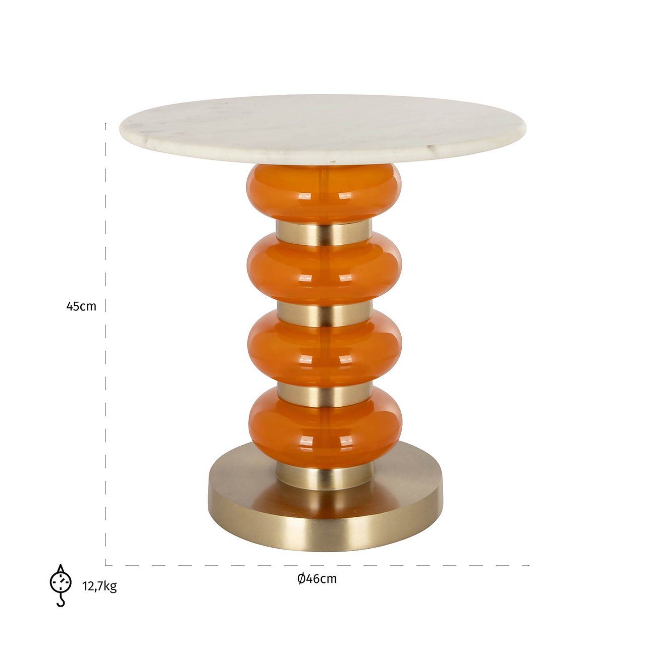 Richmond Interiors Boann Marble End Table in Orange