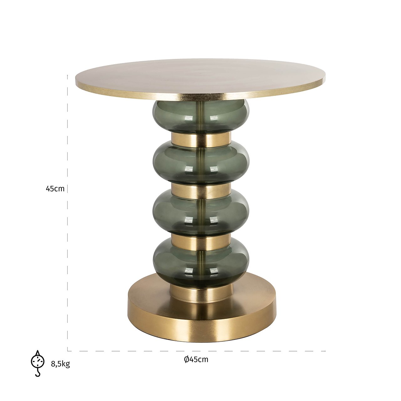 Richmond Interiors Dalina End Table in Gold & Green