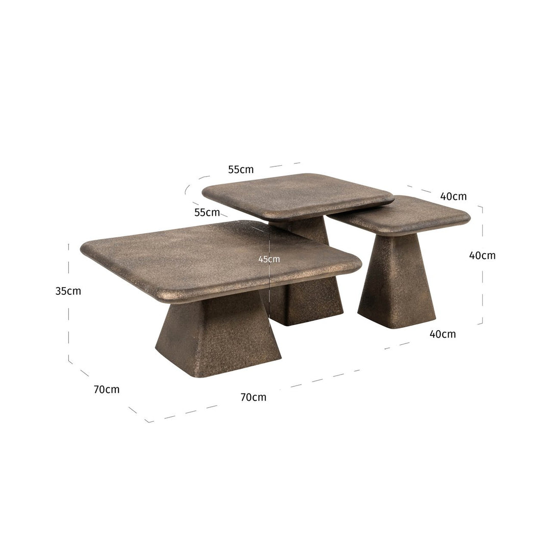 Marlie Set of 3 Coffee Tables - Gold Richmond 6