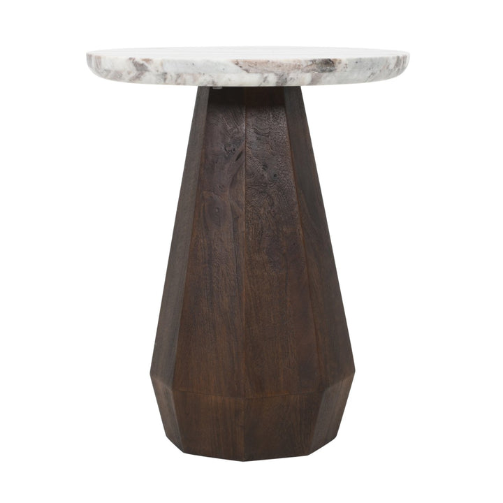 Oberoy Round Marble End Table 45cm - Brown Richmond 1