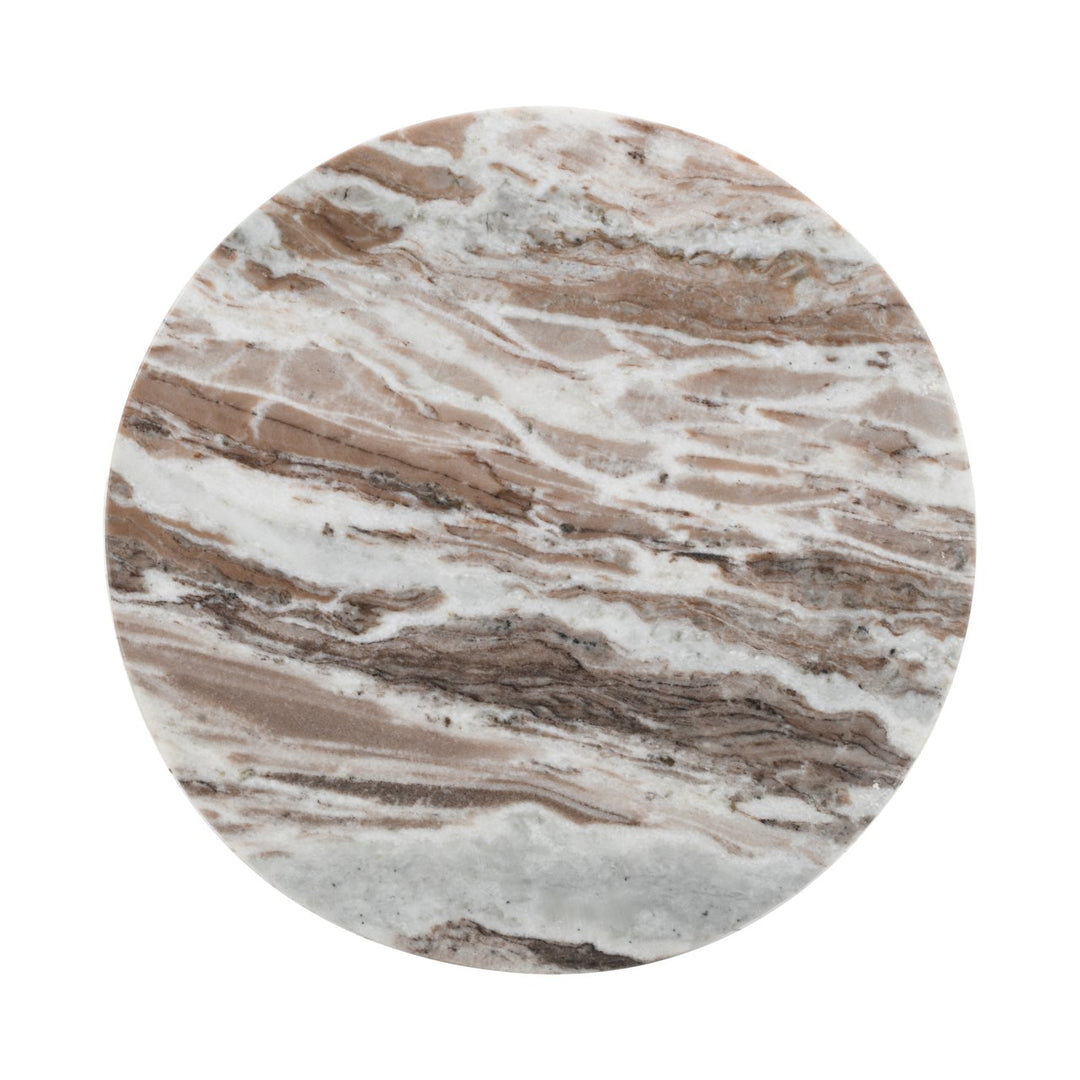 Oberoy Round Marble End Table 45cm - Brown Richmond 3