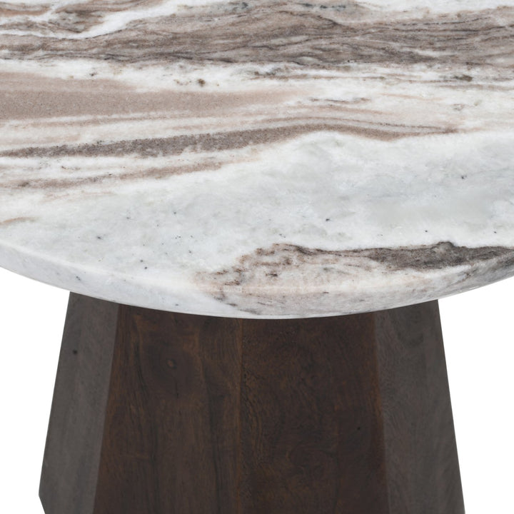 Oberoy Round Marble End Table 45cm - Brown Richmond 5