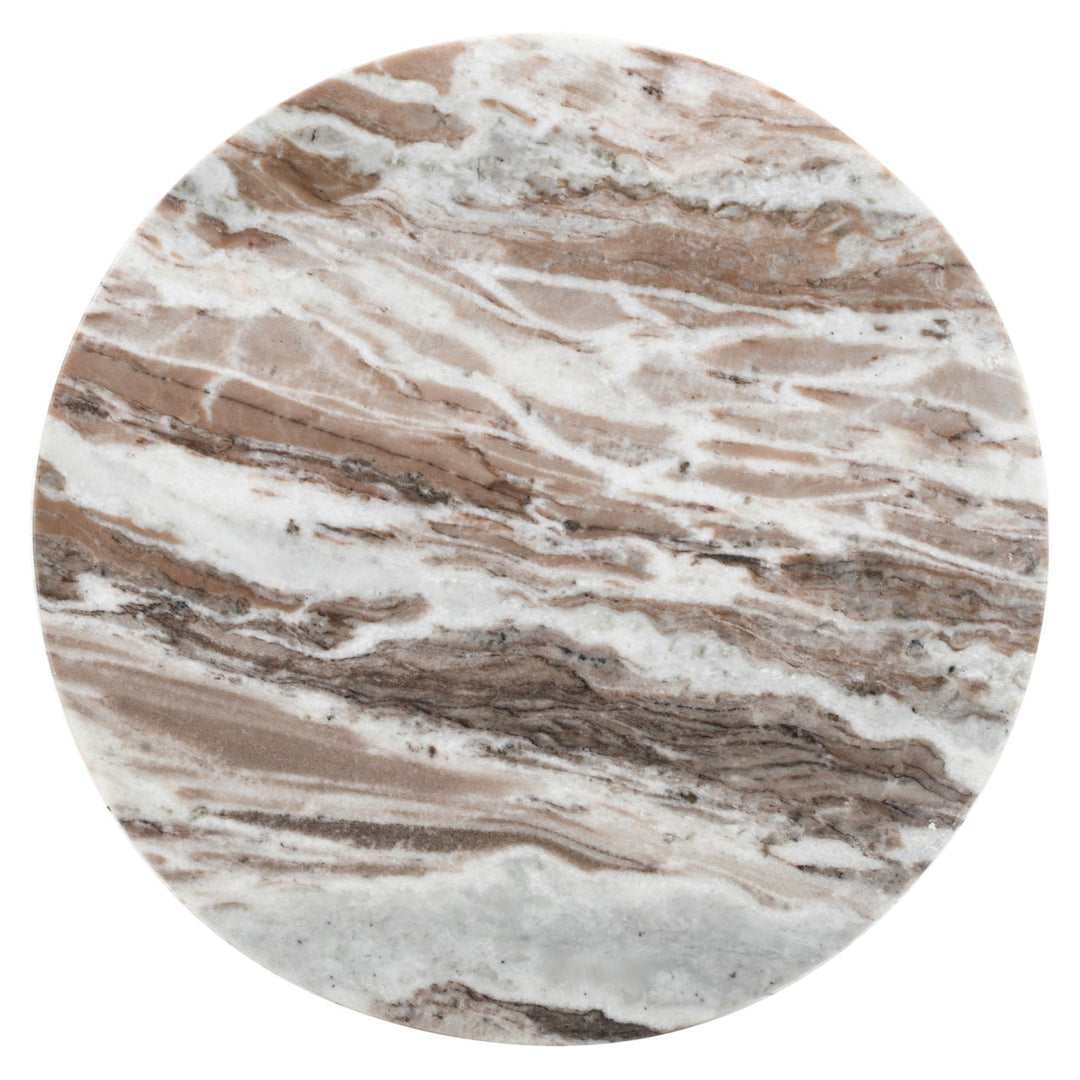 Oberoy Round Marble End Table 45cm - Brown Richmond 9