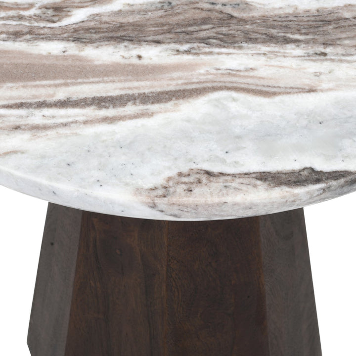 Oberoy Round Marble End Table 45cm - Brown Richmond 11