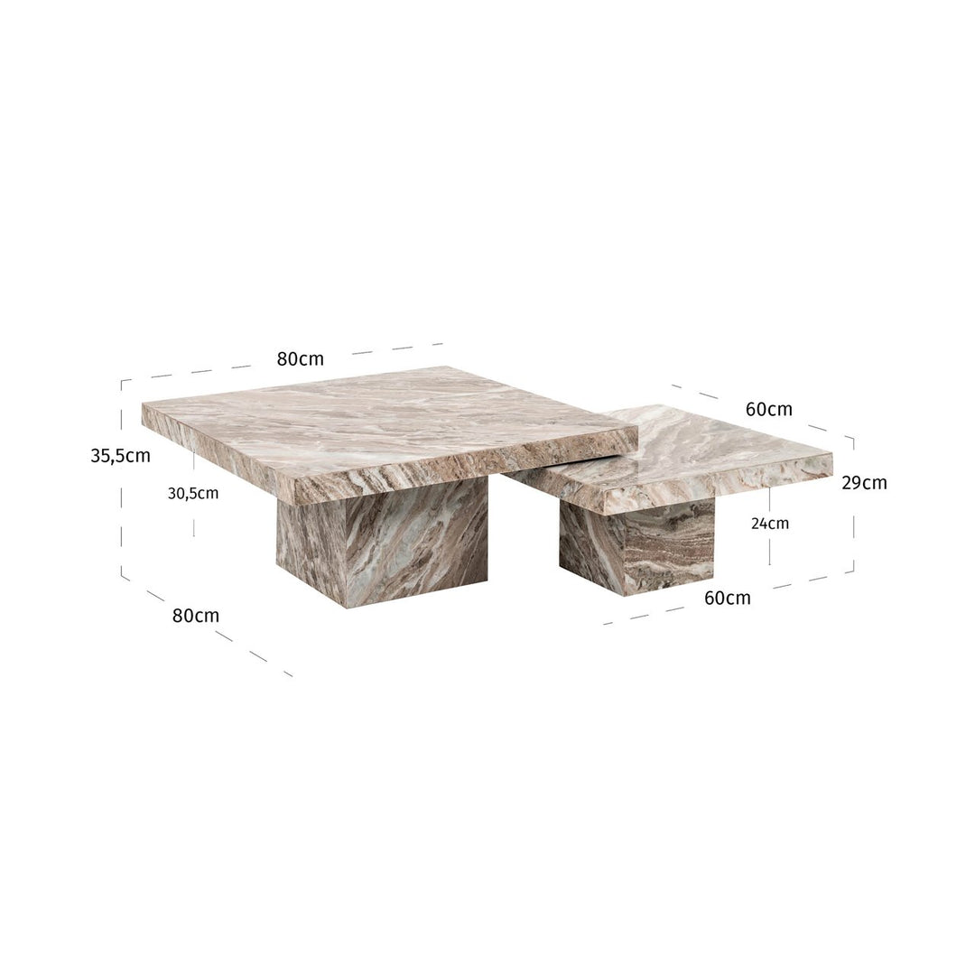 Rashford Set of 2 Marble Coffee Tables - Natural Richmond 5