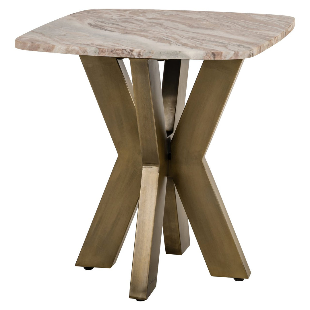 Bottega Marble End Table - Natural & Brass Richmond 2