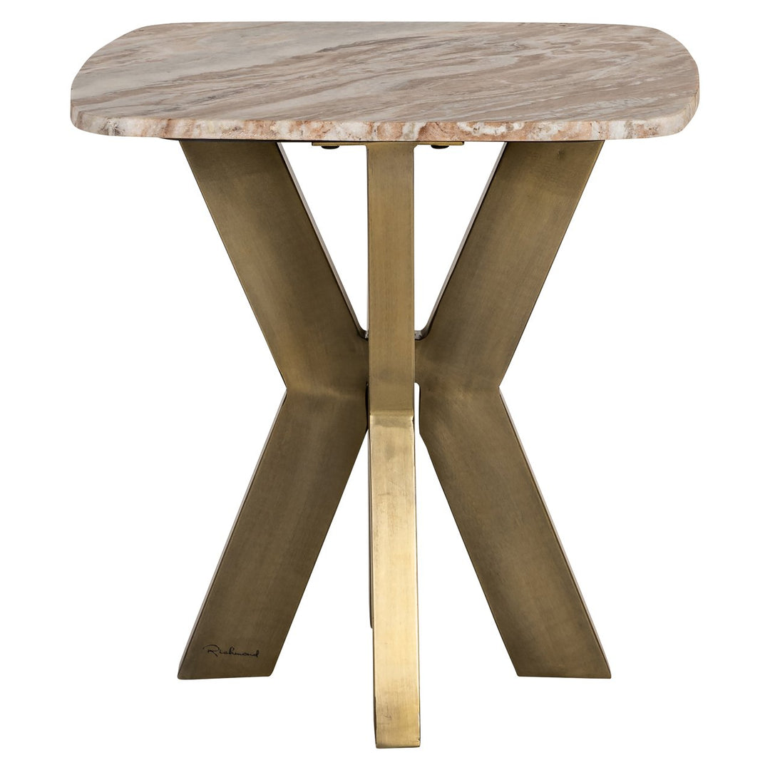 Bottega Marble End Table - Natural & Brass Richmond 1