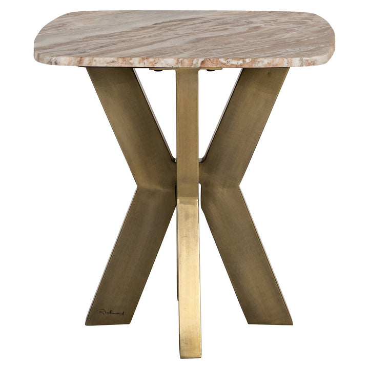 Bottega Marble End Table - Natural & Brass Richmond 1