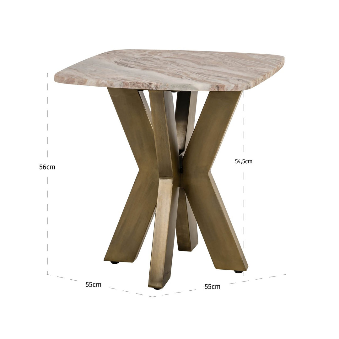 Bottega Marble End Table - Natural & Brass Richmond 4