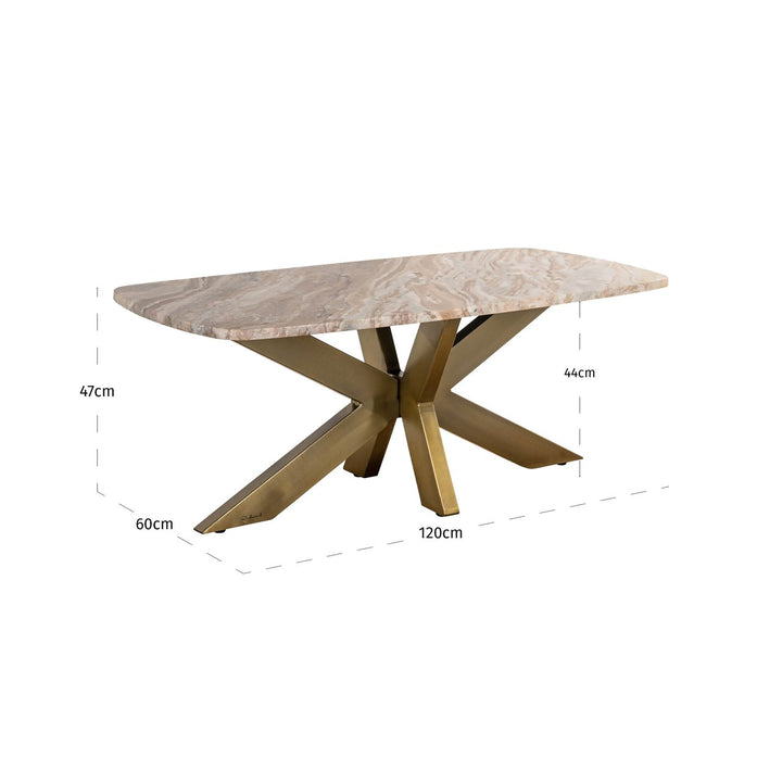 Bottega Marble Coffee Table - Natural & Brass Richmond 5