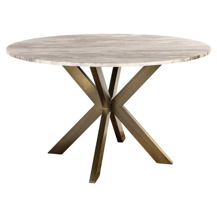 Bottega Marble Round Dining Table 140cm - Natural & Brass Richmond 1