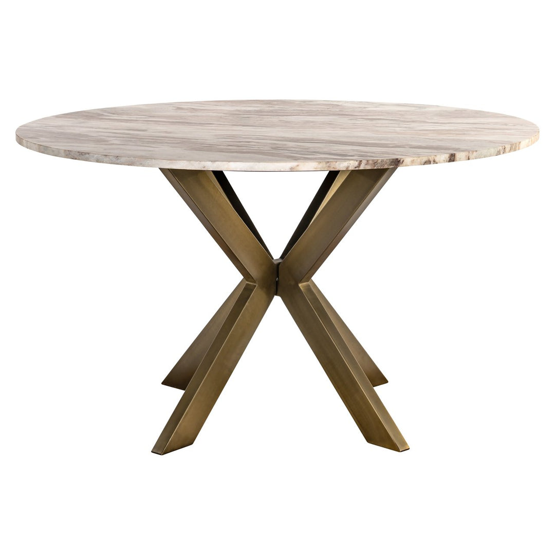Bottega Marble Round Dining Table 140cm - Natural & Brass Richmond 2