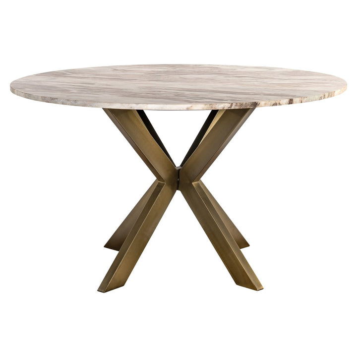 Bottega Marble Round Dining Table 140cm - Natural & Brass Richmond 2