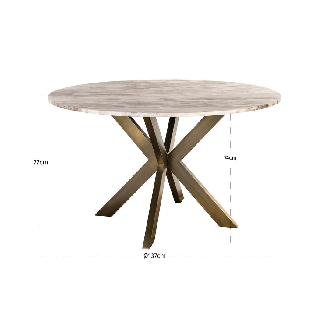 Bottega Marble Round Dining Table 140cm - Natural & Brass Richmond 4