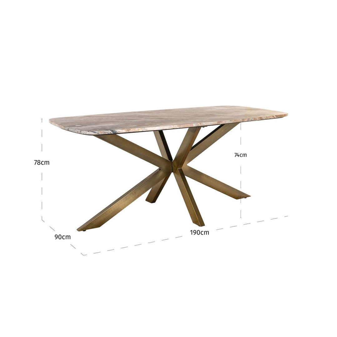 Bottega Marble Oval Dining Table 190cm - Natural & Brass Richmond 5