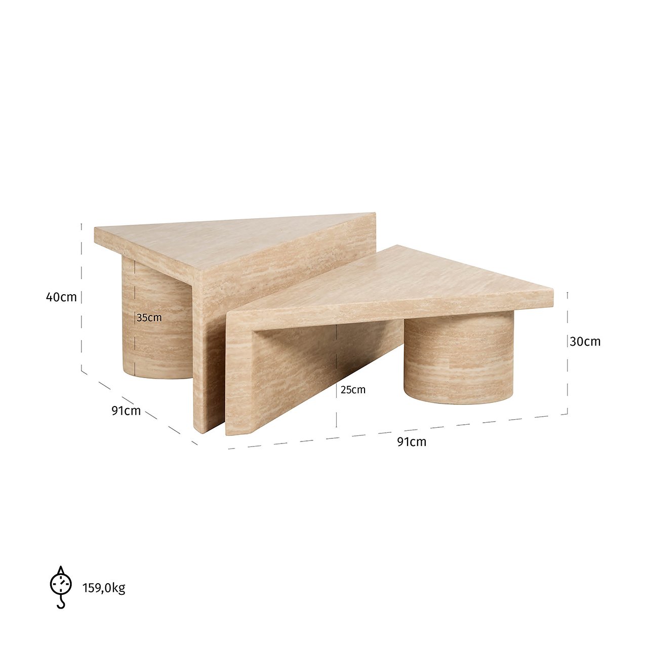 Richmond Interiors Fictus Set of 2 Coffee Tables - Faux Travertine