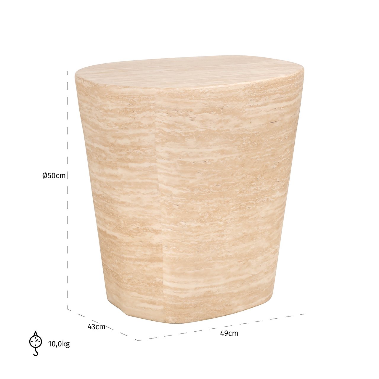 Richmond Interiors Fictus Side Table - Faux Travertine