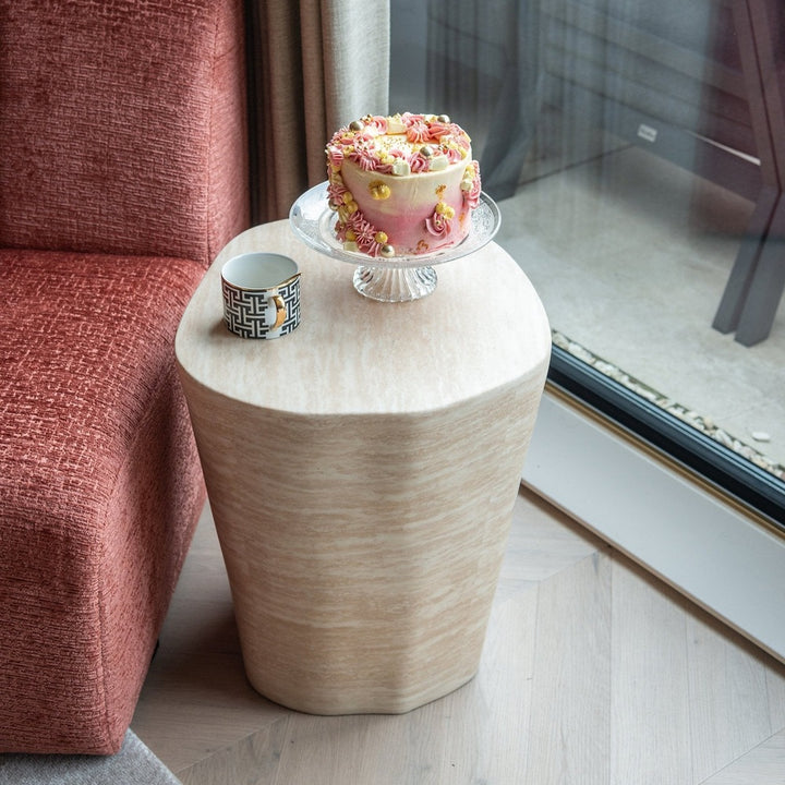 Fictus Side Table - Faux Travertine Richmond 2