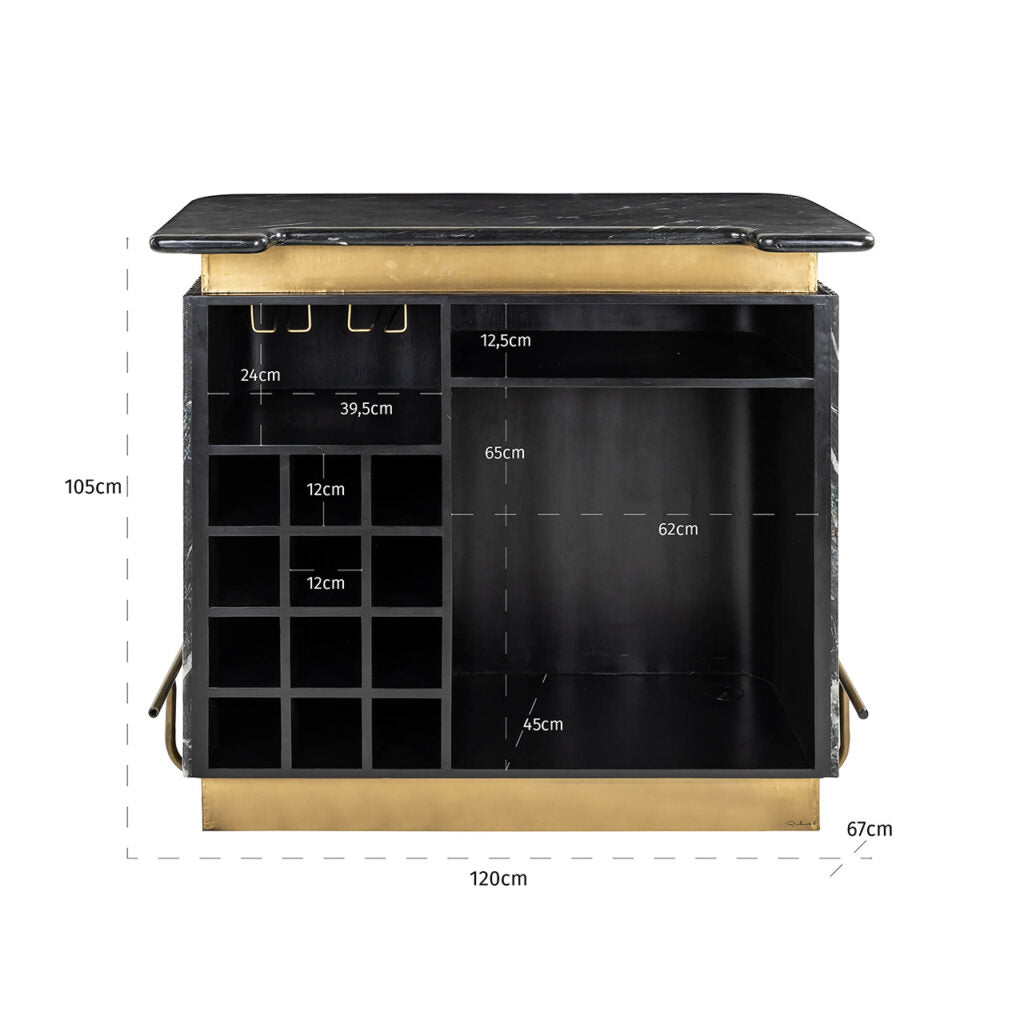 Marble Bombay Bar - Black & Gold Richmond 4