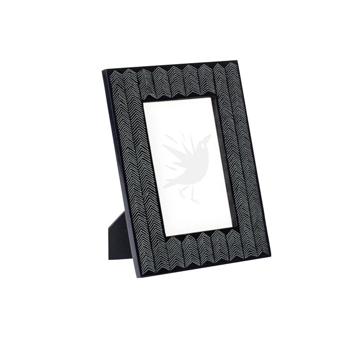 Kota Etched Bone Photo Frame 4x6" - Black Libra 1