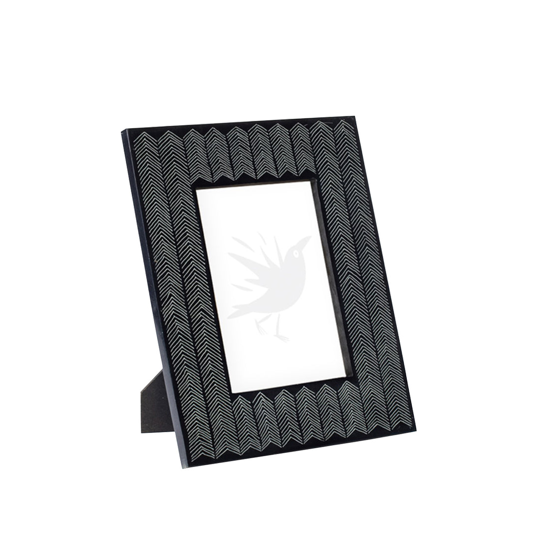 Kota Etched Bone Photo Frame 5x7" - Black Libra 1