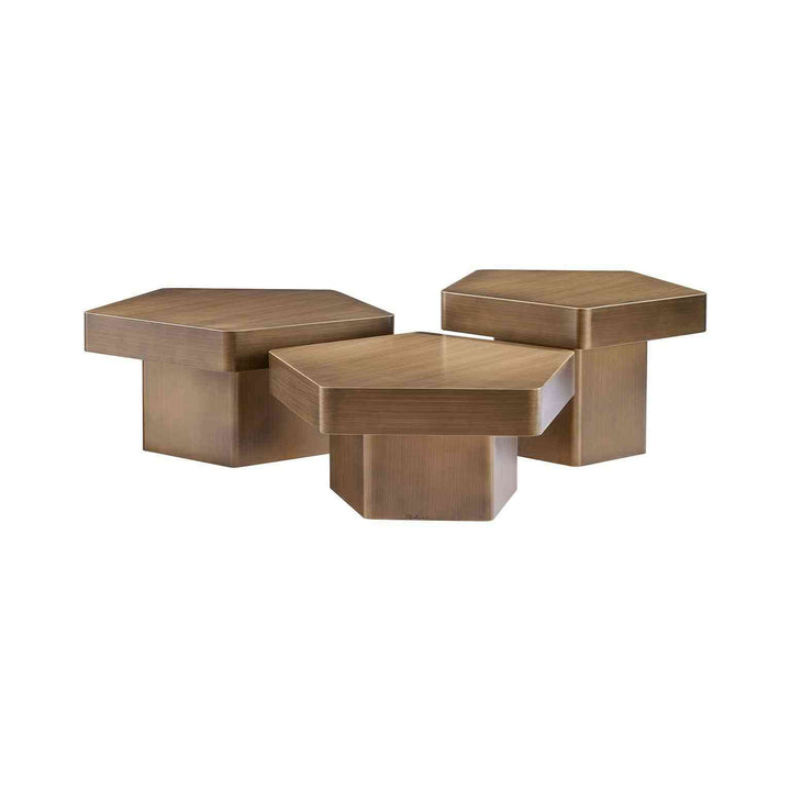 Hexa Set of 3 Hexagon Coffee Tables - Brushed Gold Richmond 1