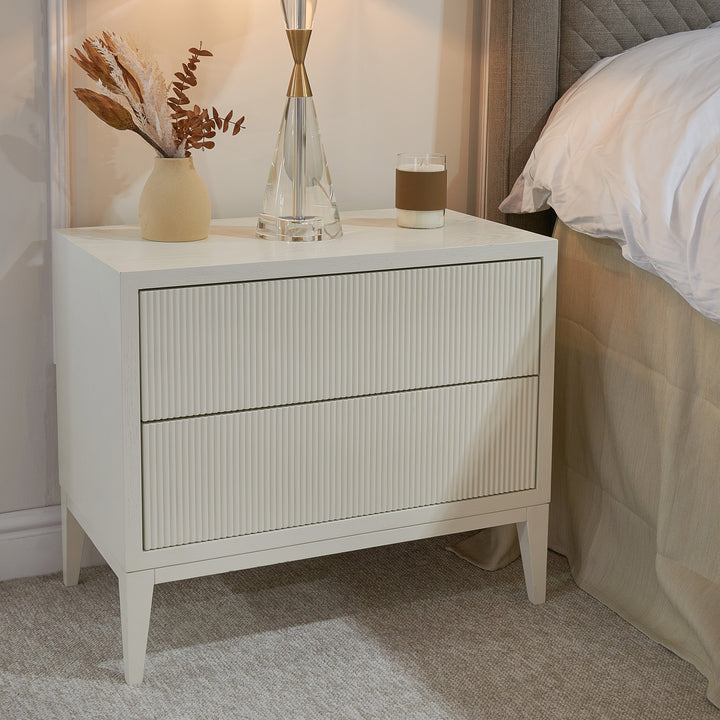 Amur Wide Bedside Table - White