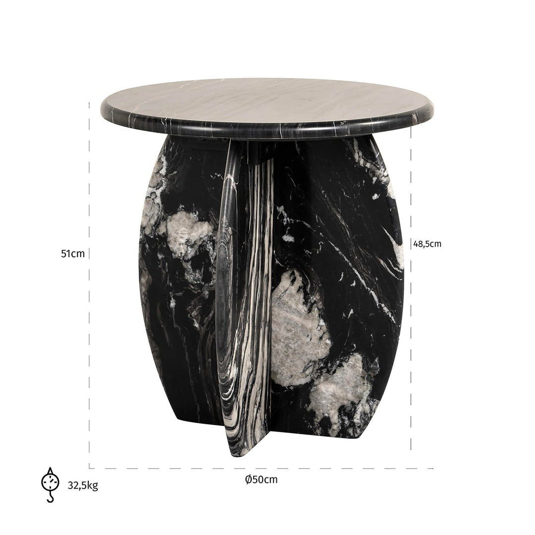 Bancroft Marble Round Side Table - Black Richmond 4