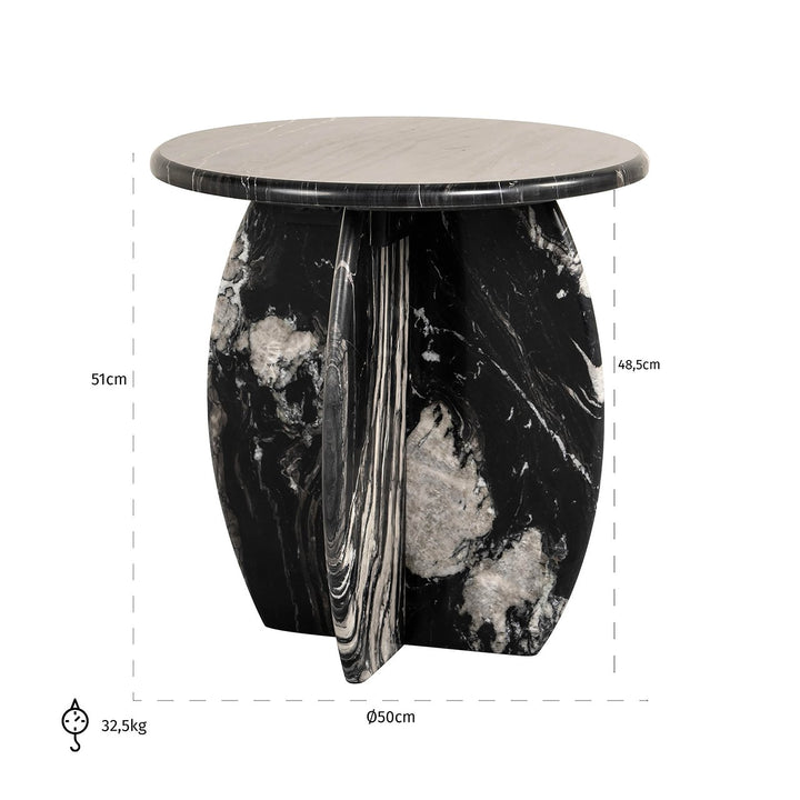 Bancroft Marble Round Side Table - Black Richmond 4