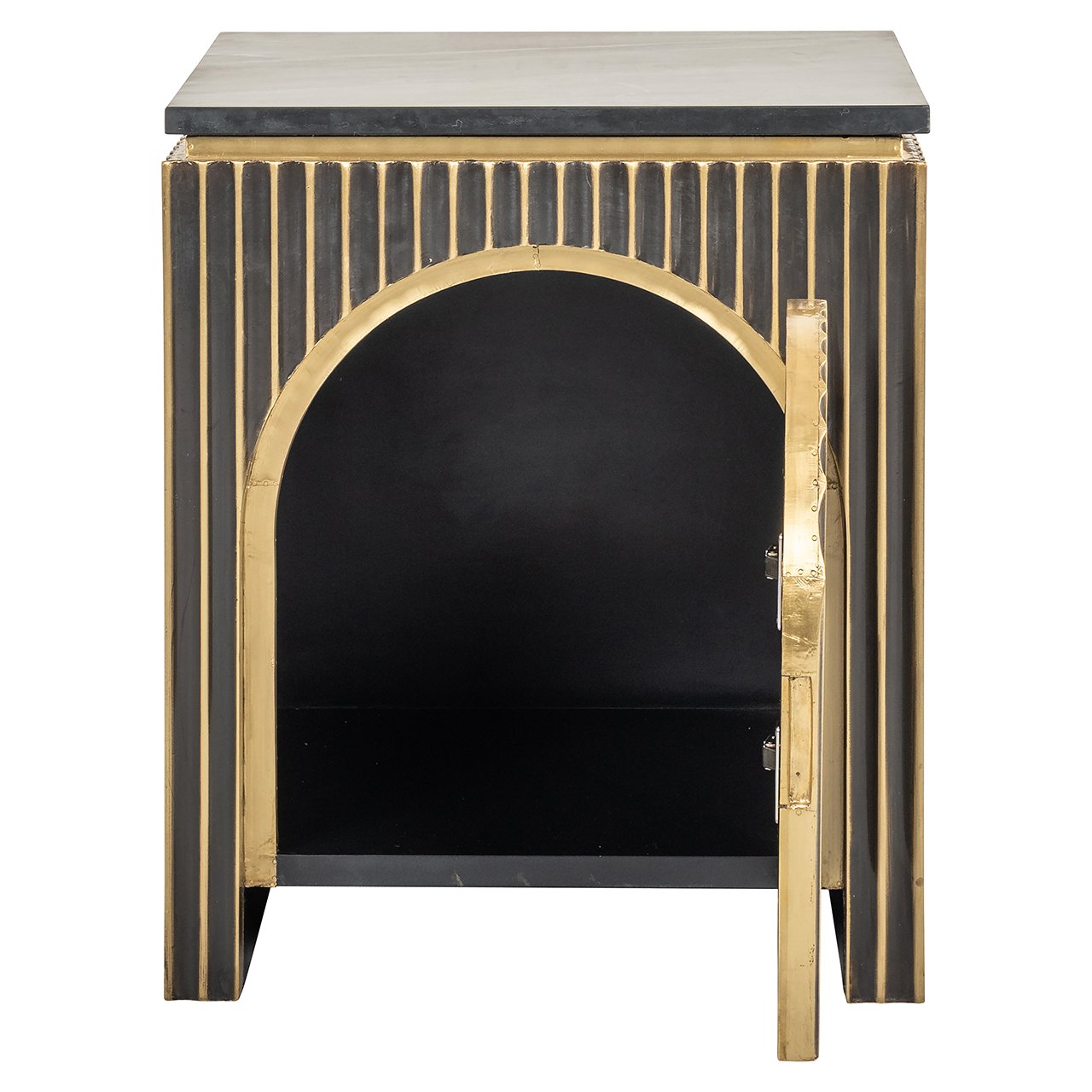 Richmond Interiors Les Arcs Brushed Gold 1 Door Bedside Table