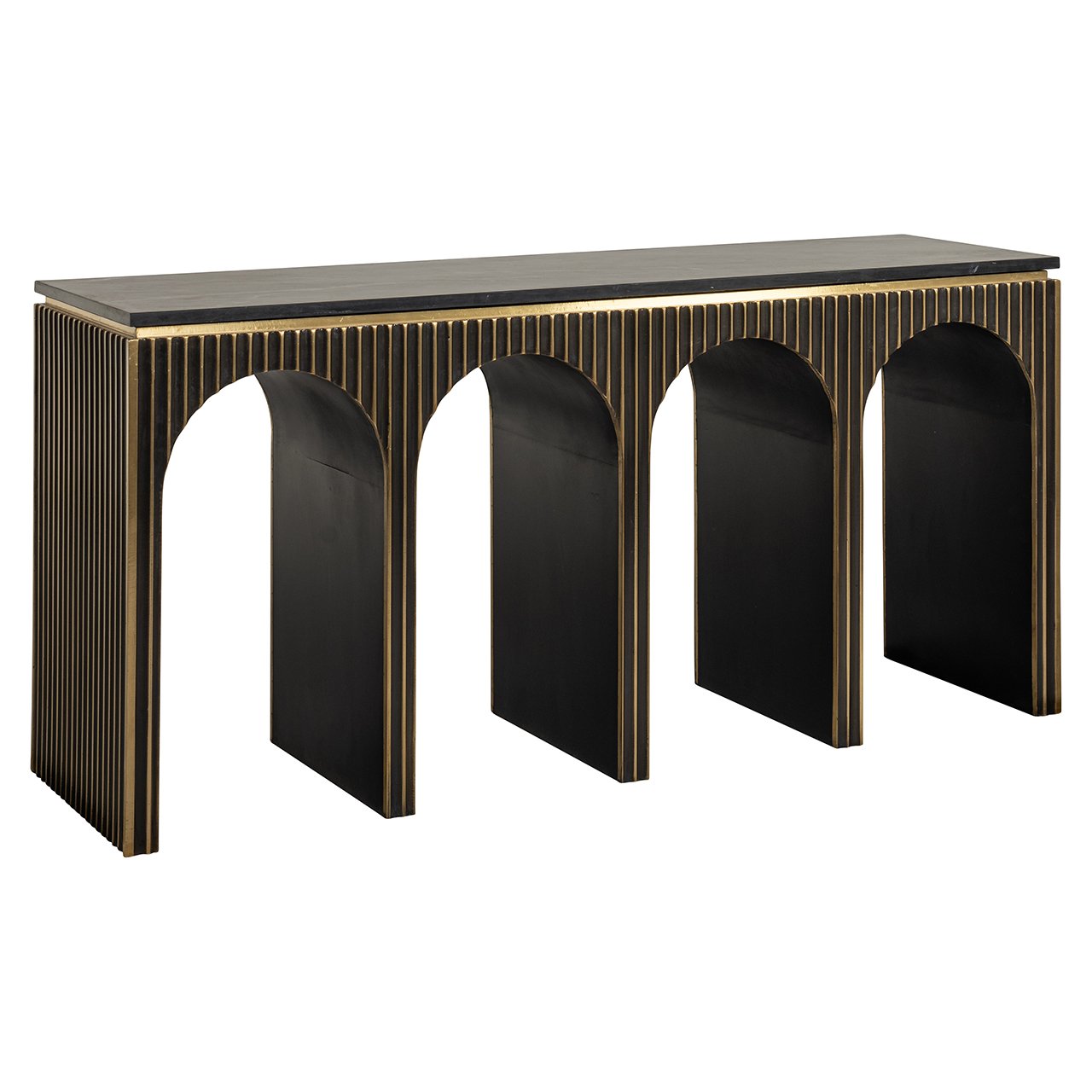 Richmond Interiors Les Arcs Brushed Gold Console Table