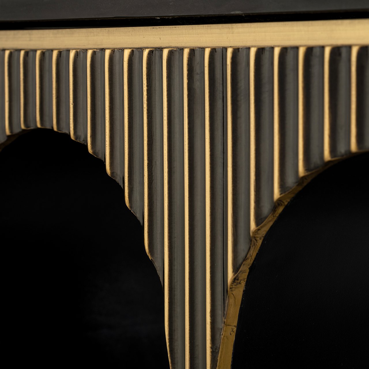 Richmond Interiors Les Arcs Brushed Gold Console Table