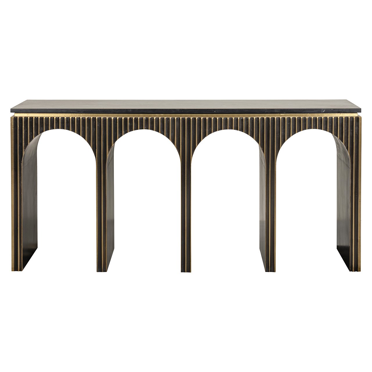 Richmond Interiors Les Arcs Brushed Gold Console Table