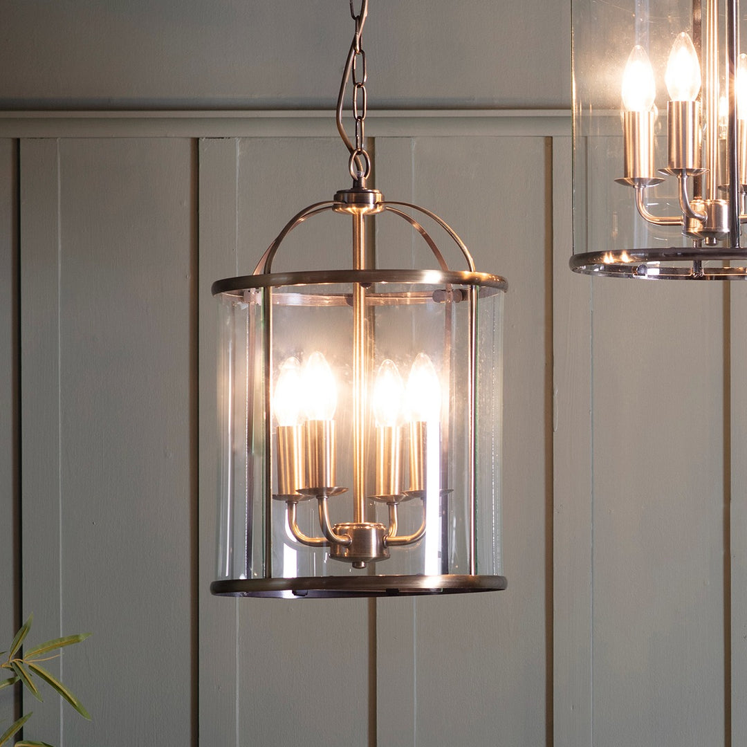 Lambeth 4 Lantern Pendant Light - Antique Brass Endon 2