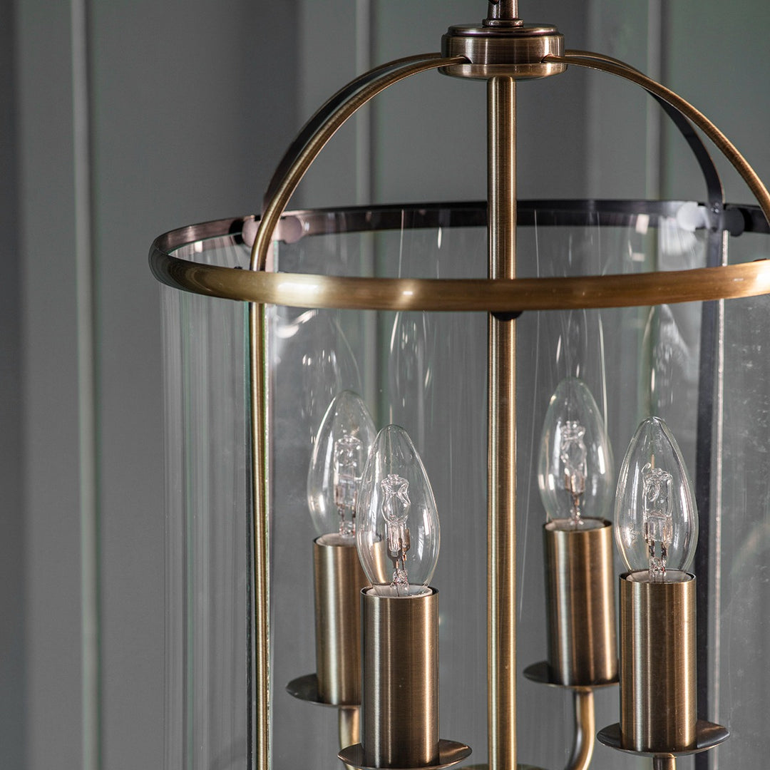 Lambeth 4 Lantern Pendant Light - Antique Brass Endon 3
