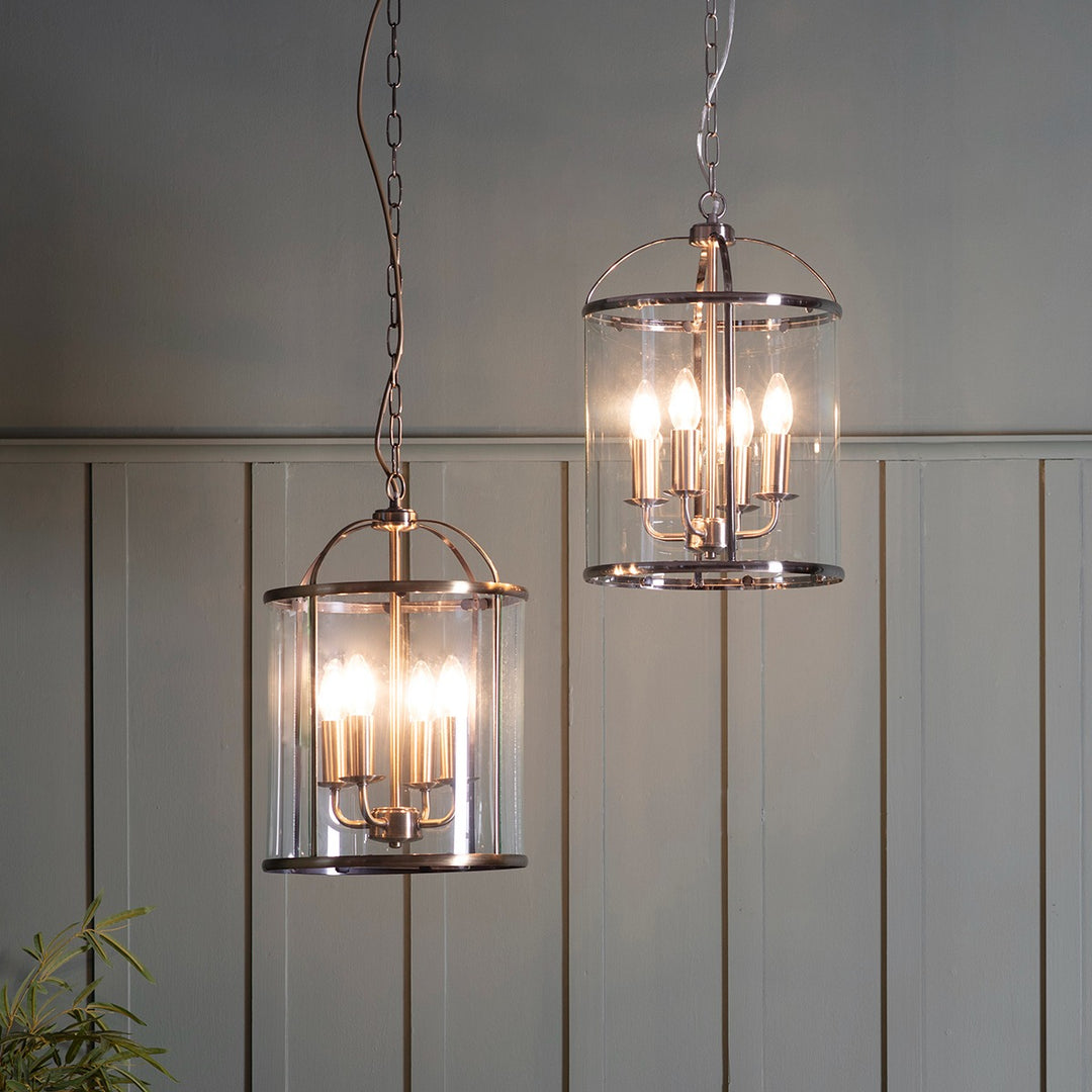 Lambeth 4 Lantern Pendant Light - Antique Brass Endon 4