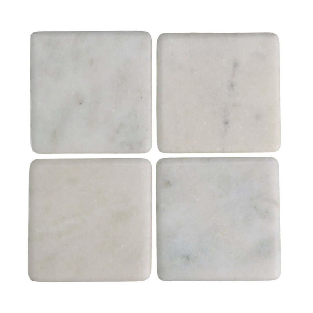 Marble Set of 4 Square Coasters - White | Outlet Olivia's 1