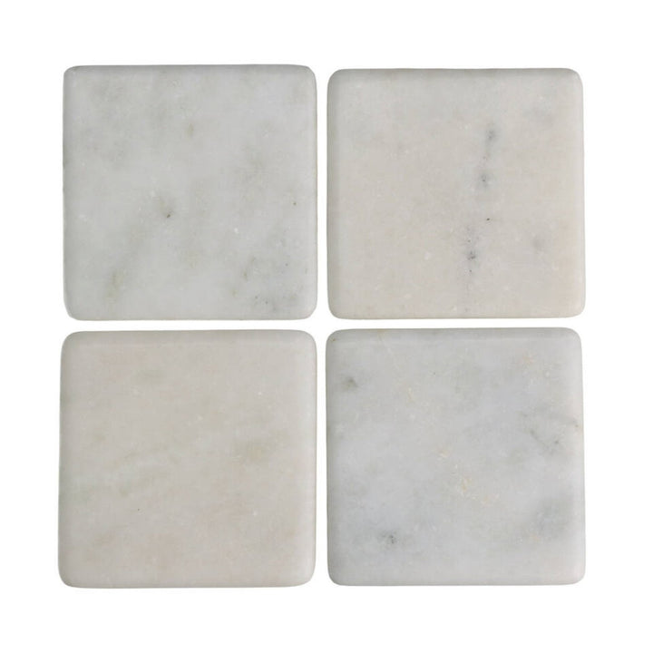 Marble Set of 4 Square Coasters - White | Outlet Olivia's 1