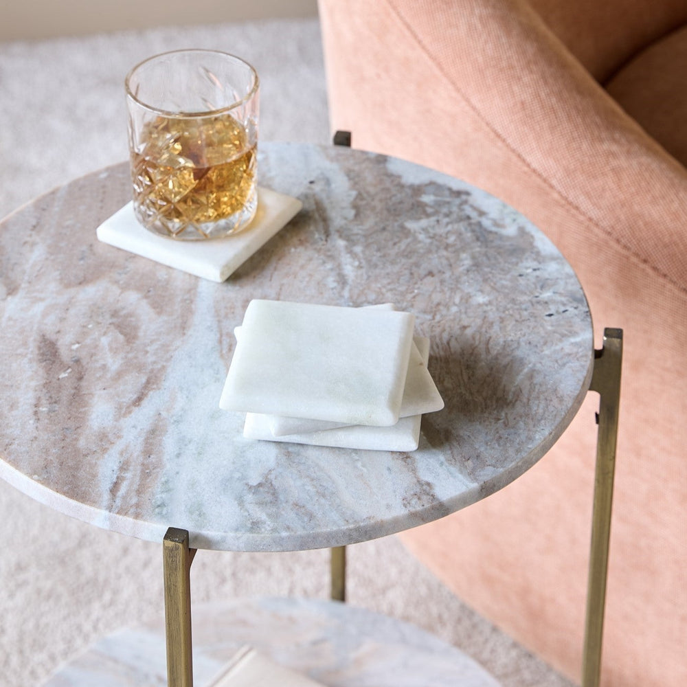 Marble Set of 4 Square Coasters - White | Outlet Olivia's 2