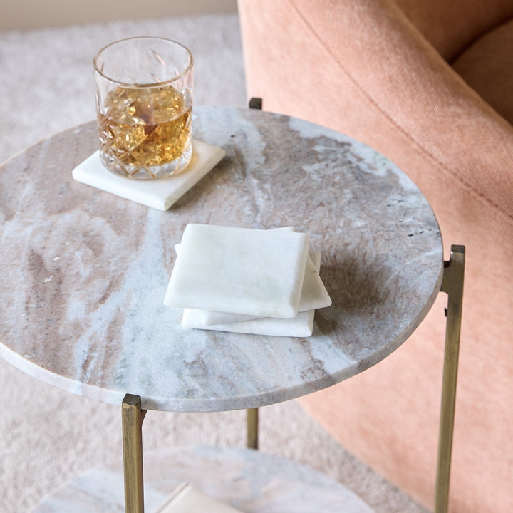Marble Set of 4 Square Coasters - White | Outlet Olivia's 2