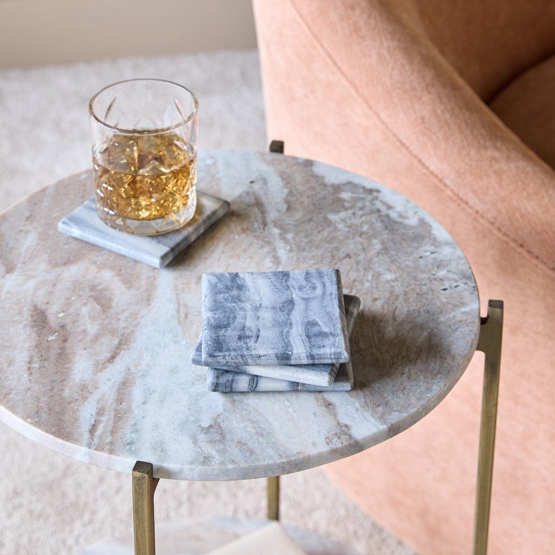 Marble Set of 4 Square Coasters - Grey Libra 2