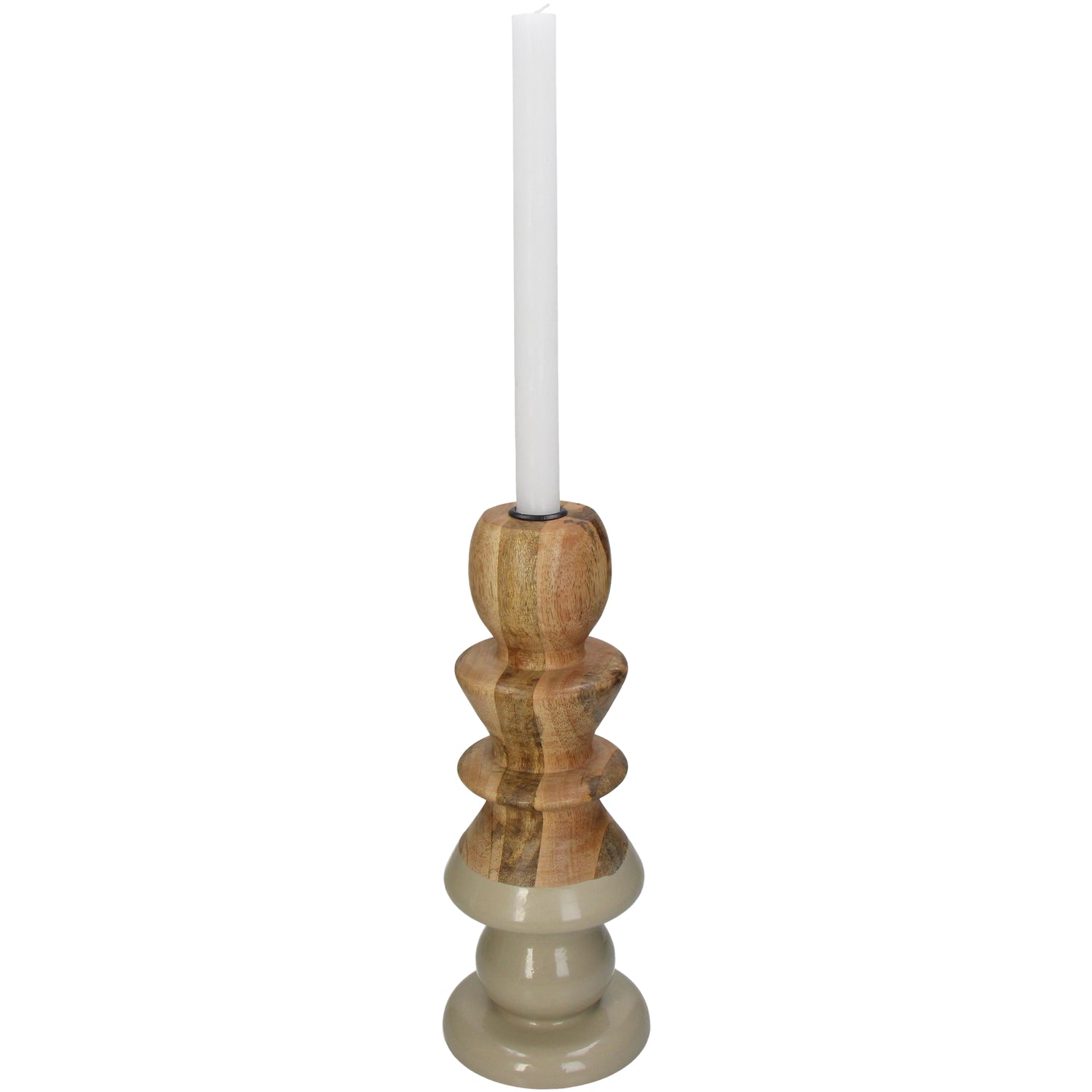  Libra-Libra Interiors Candle Stick Wood Beige-Beige 677 
