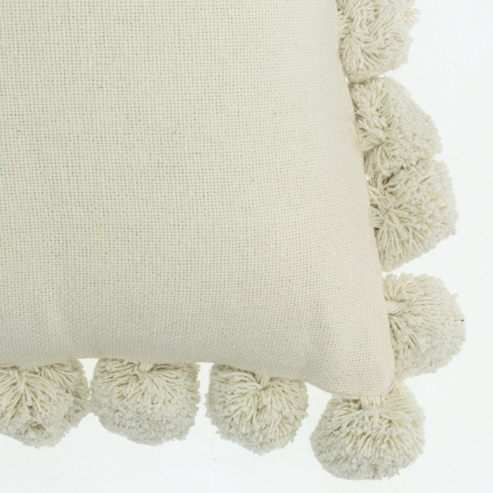  Libra-Libra Interiors Cushion Pompoms Cotton Ivory-White 877 