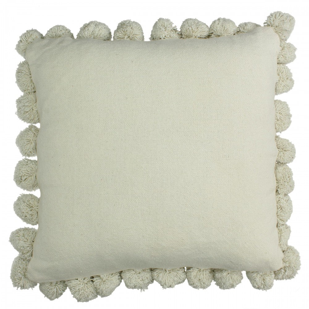 Libra Interiors Cushion Pompoms Cotton Ivory