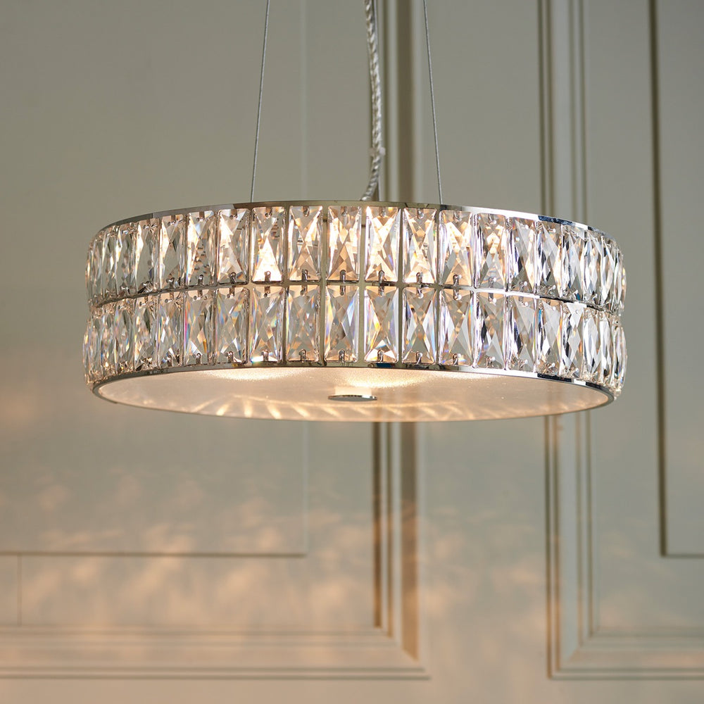 Verina Round Crystal Pendant Light - Chrome Endon 2