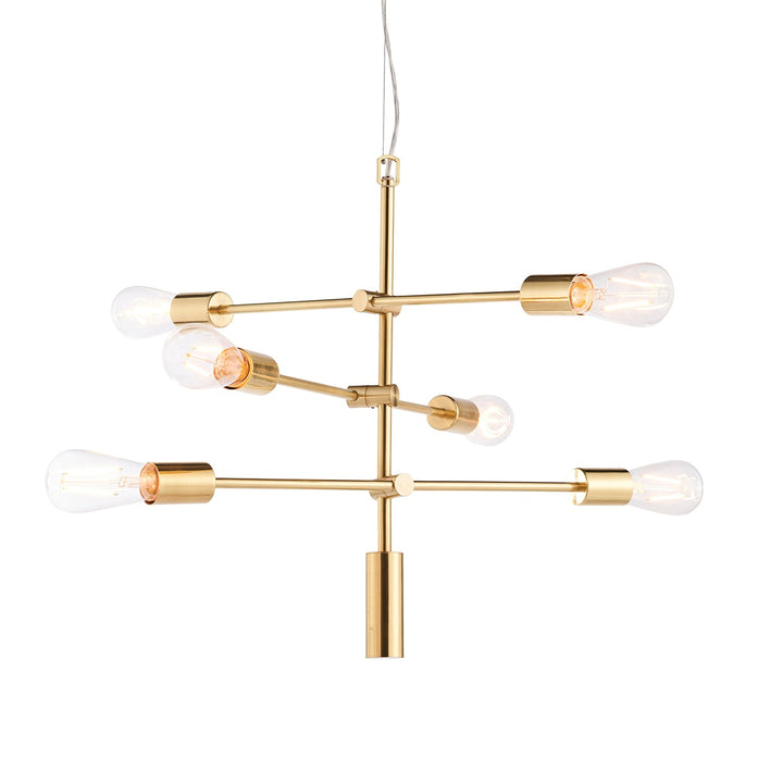 Rubens 6 Linear Pendant Light - Brushed Gold Endon 1